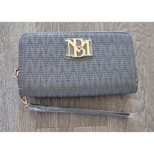 Badgley Mischka Long Wallet With Phone Pocket And Wristlet Grey